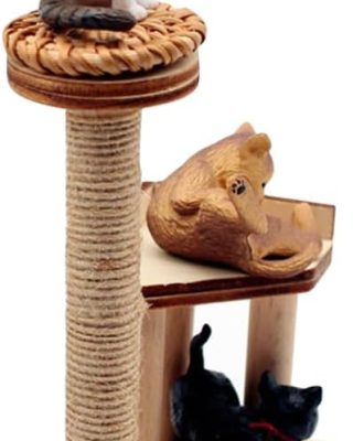 Mini Wooden Cat Tree, Dollhouse Cat Climbing Frame Miniature Cat Post Mini House Adornment Accessory Realistic Design for Dollhouse Decoration Play