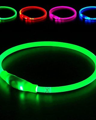 Led Dog Collar,  USB Rechargeable Flash Dog Necklace Light, Pet Safety Collar Makes Your Beloved Dogs Be Seen at Night for Small Medium Large Dogs