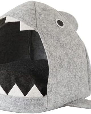 Cat Nest Shark-Shaped Cat Bed Cute and Comfortable Semi-Enclosed Pet Cat House with Removable and Washable Cushions Suitable for Spring and Summer Small Cats and Dogs Pet Sofa Bed