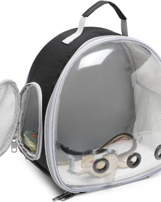 Small Animal Carrier Backpack Space Capsule Bubble Window Carrier Backpack for Lizard Guinea Pig (Black)