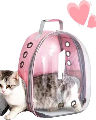 Cat Backpack Bubble, Cats and Dogs Pet Carrier Hard, Suitable for Cats Traveling Cat Bag Carrier, Transparent Outdoor Waterproof Spacecraft Pet Backpack Carrier(Pink)