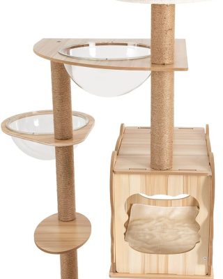 Cat Tree Tower Multi-Level Cat Climbing Frame 54 -Inch Modern MDF Cat Condo Cage for Large Cat with Scratching Posts (52 * 52 * 26(cm))