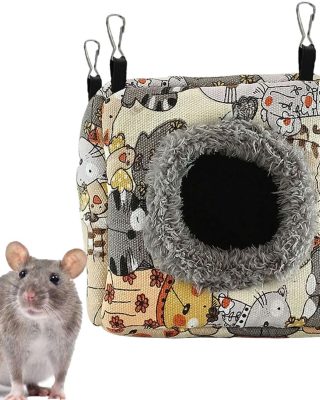 Hamster Rat Hammock Bed, Hanging Cave Shaped Cotton Nest Suitable for Small Animals Hamsters Rat Mouse Gerbil Sugar Glider Squirrels etc (L)