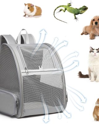 Cat Backpack Carrier,Cat Travel Backpack for Small Dog and Large Cat,Collapsible Fully Ventilation Design Fit Camping Traveling Cycling Hiking Outdoors Up to 15 Lbs(Gray)