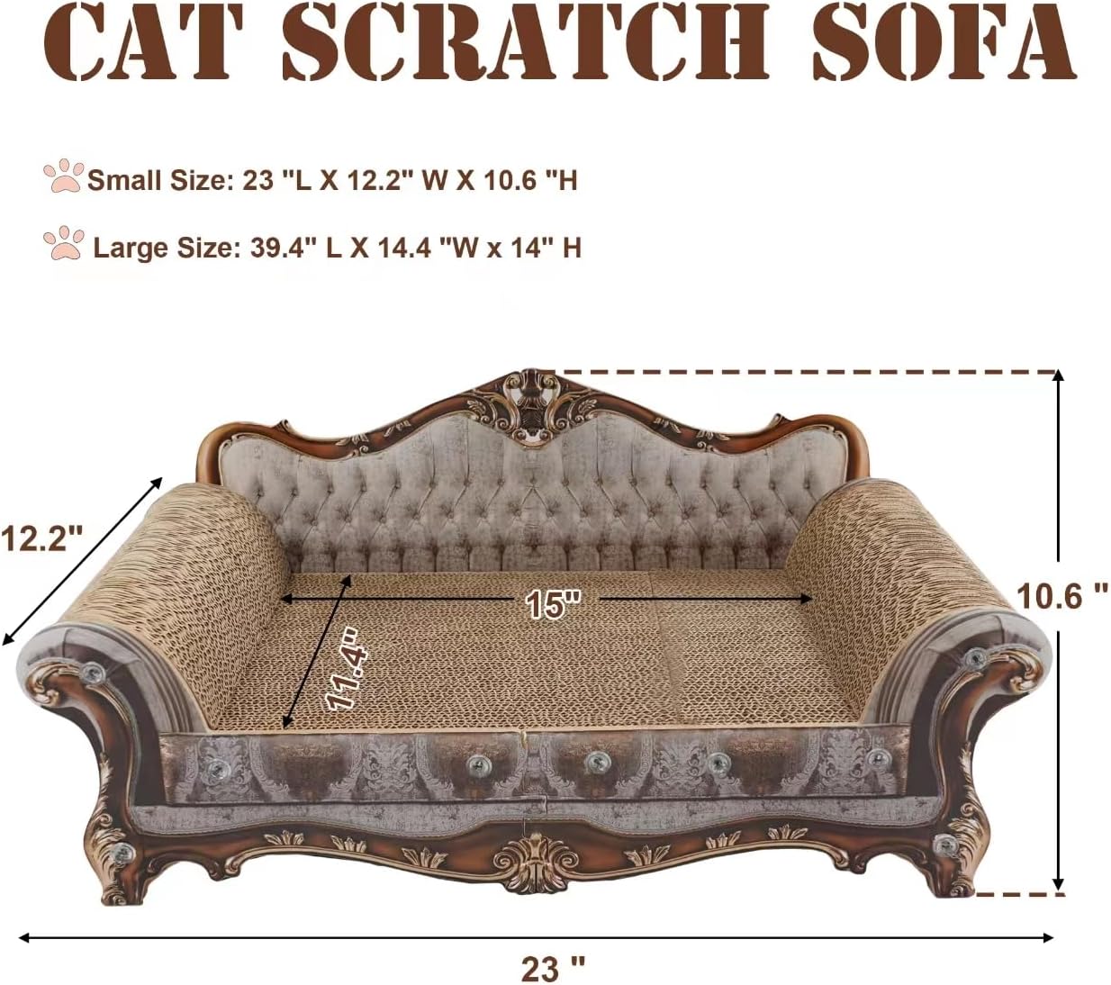 Sofa Shaped Cat Scratching Couch,Thick Cat Scratching Cardboard,Cat Lounge Bed for Indoor Cat Rest&Play,Cat Sofa Scratcher Pad (23 "L X 12.2" W X 10.6 "H) - Image 2