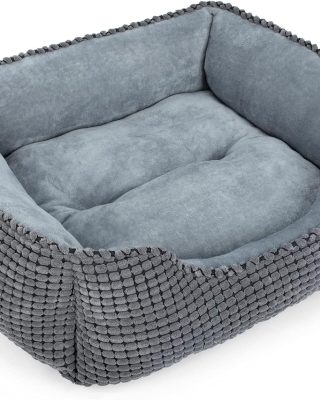 Dog Bed for Large Medium Small Dogs, Rectangle Washable Sleeping Orthopedic Pet Sofa Bed, Soft Calming Cat/Puppy Beds for Indoor Cats, Anti-Slip Bottom with Multiple Size (20'', Grey)