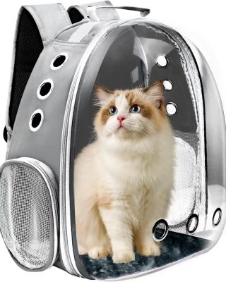 Cat Backpack Carrier, Pet Cat Carrier with Ventilated Design for Carrying Puppy Cats, Pet Carrier Backpack for Traveling/Hiking/Camping/Outdoors Airline Approved Travel Carrier (Grey)