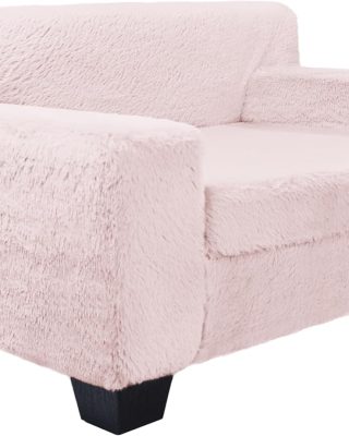 Faux Fur Pet Sofa Furniture for Small Dogs & Cats, with Ultra Comfy Supportive Foam and Soft Surface, Durable Indoor Pet Furniture, 28.5" x 19" x 15", Powder Pink