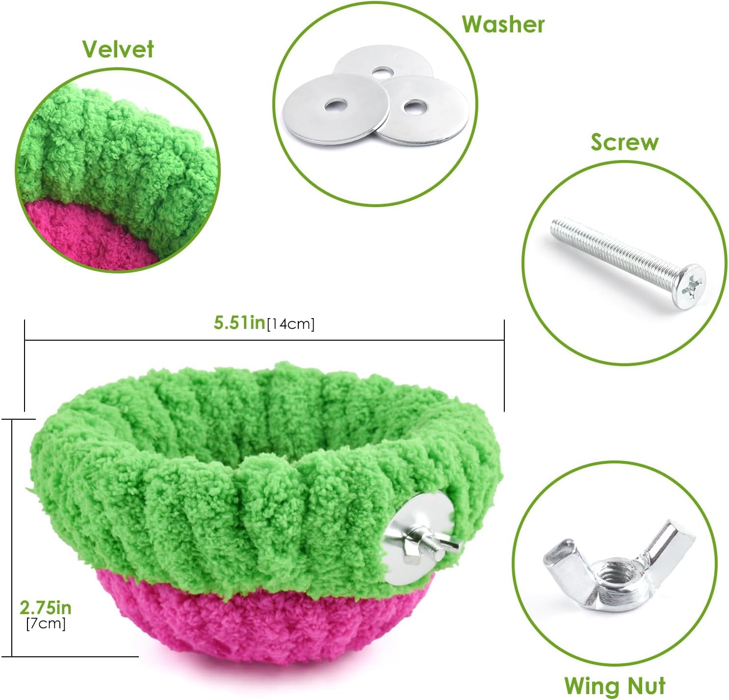 Bird Nest, Small Parrot Breeding Bed for Budgie, Parakeet, Cockatiel, Conure, Lovebird, Canary, Finch Birds (Green/Rose, Small) - Image 2