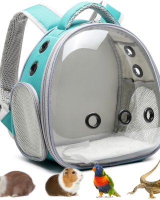 Portable Travel pet Backpack Carrier Hamster Bag Guinea Pig Bird Small Dog cat Turtle Carrier Rabbit Cage Squirrel Bearded Dragon Breathable Hangbag (Green)