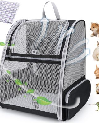 Cat Backpack Carrier, Ideal for Small Animals & Puppies, Outdoor Adventures, Vet Transport. Fully Ventilated Design for Ultimate Comfort On-The-Go