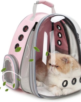 Cat Carrier Backpack, Bubble Expandable Backpack Carrier, Pets and Small Dogs,Airline-Approved, Designed for Travel, Hiking, Walking & Outdoor Use (Front Expandable-Pink)
