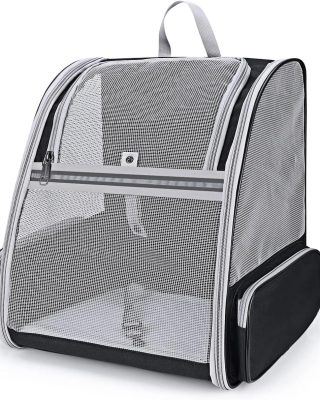 Cat Carrier Backpack, Dog Backpack, Ventilate Pet Cats Puppy Dogs Birds Bunny Backpack for Travel Indoor Outdoor Use(Black)