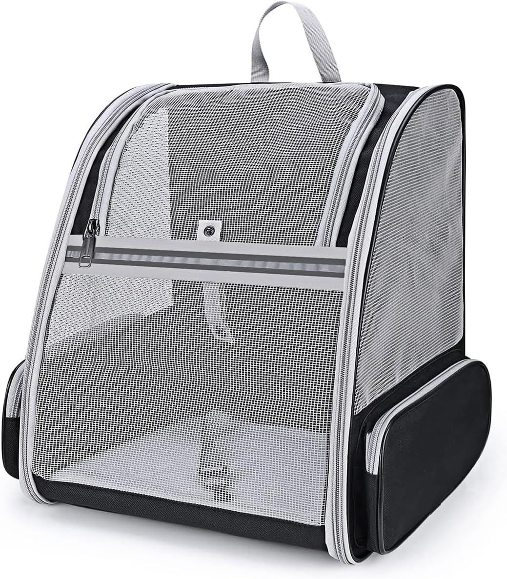 Cat Carrier Backpack, Dog Backpack, Ventilate Pet Cats Puppy Dogs Birds Bunny Backpack for Travel Indoor Outdoor Use(Black)